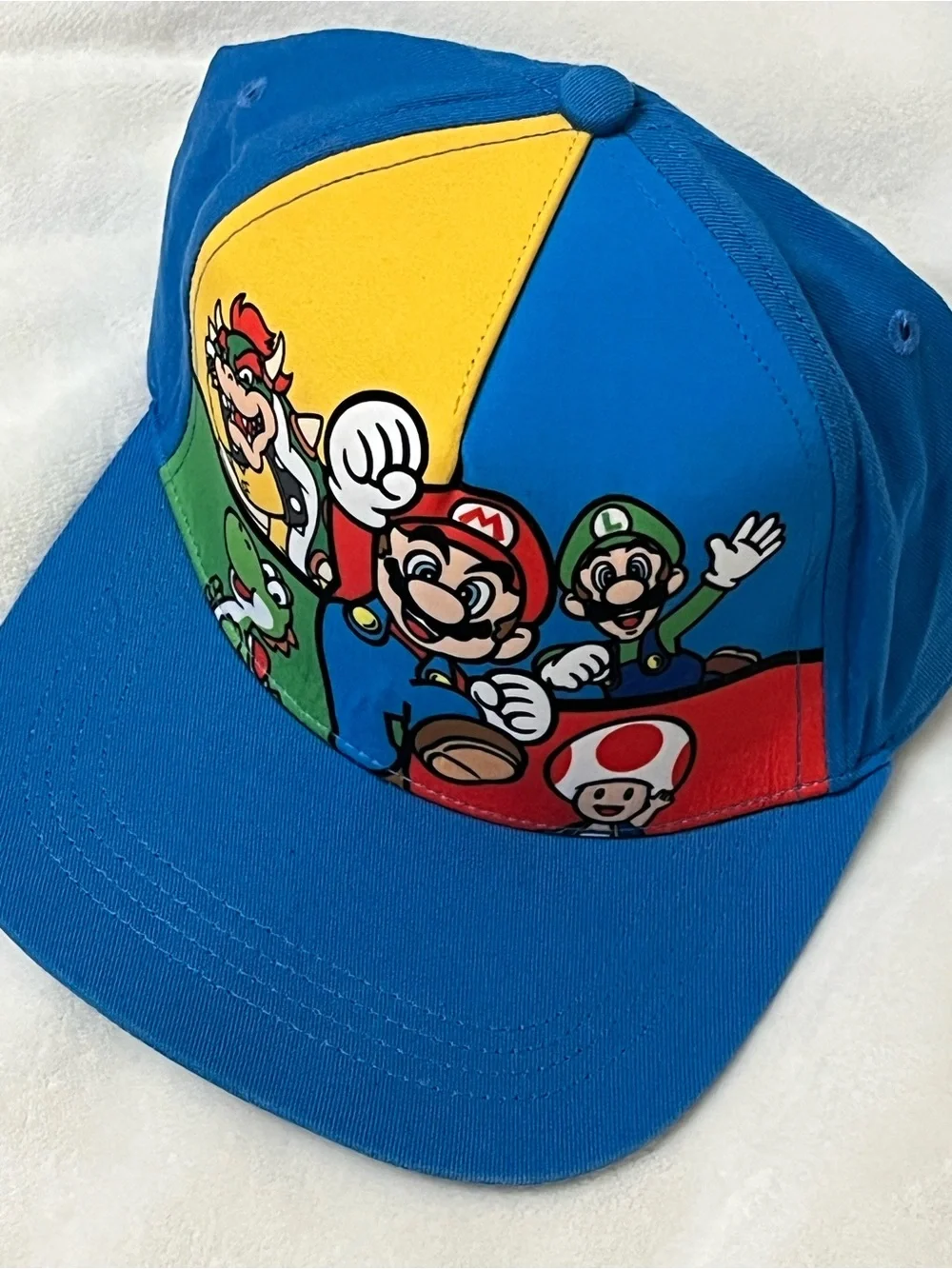 Nintendo Super Mario Snapback Hat Mario Luigi Bowser Yoshi Toad Blue One Size